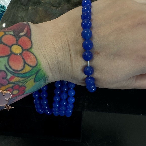 2 Blue Jade Handmade Bracelet. New - Picture 2 of 2